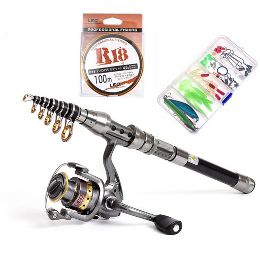 1.5M-2.4M Fishing Rod Combo FULL Kit Travel Spinning Telescopic Fishing
