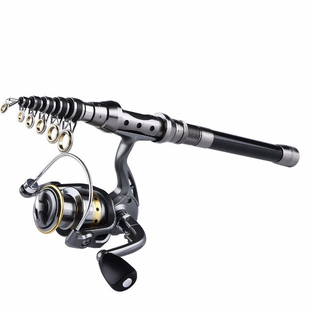 1.5M-2.4M Fishing Rod Combo FULL Kit Travel Spinning Telescopic Fishing
