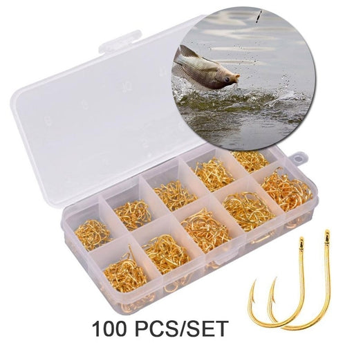100Pcs/Box High Carbon Steel Gold/Silver Carp Fishing Bait 10