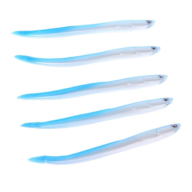 Toply 5pcs Fishing Bait Simulation Eel Lure 14cm6.3g Soft Fish Tackle Swimbait Wobbler